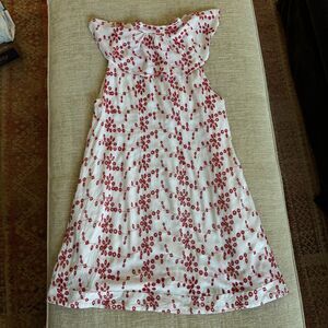 Buru Women's Red & White Eyelet Summer Maxi Sundress w/ Collar Sz M